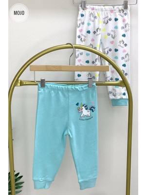 Mojo Bebek Kız Bebek Unicorn 2'li Pijama Altı 6661 Beyaz-Mavi