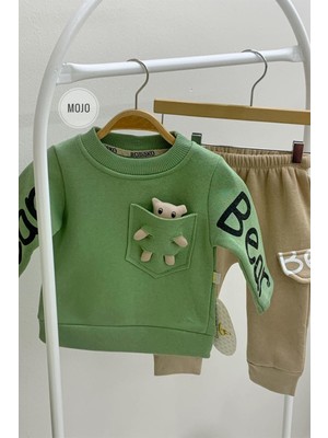 Mojo Bebek Erkek Bebek Ayıcıklı Polar Eşofman Takımı 635 Yeşil