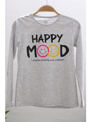 Mojo Bebek Kız Çocuk Happy Mood Baskılı Uzun Kol T-Shırt 723135 Gri