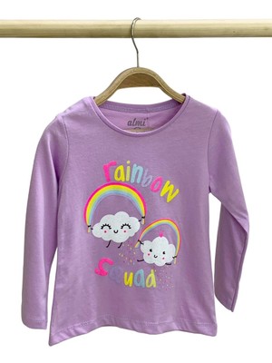 Mojo Bebek Kız Çocuk Rainbow Baskılı Uzun Kol T-Shirt 523010 Mor