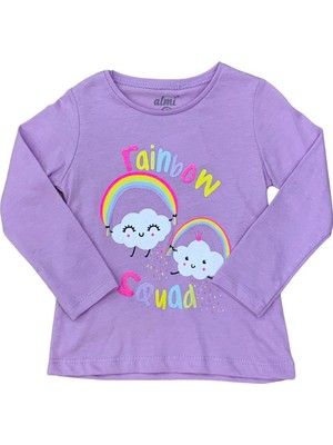 Mojo Bebek Kız Çocuk Rainbow Baskılı Uzun Kol T-Shirt 523010 Mor