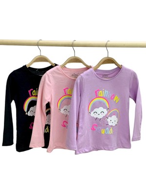 Mojo Bebek Kız Çocuk Rainbow Baskılı Uzun Kol T-Shirt 523010 Mor