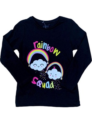 Mojo Bebek Kız Çocuk Rainbow Baskılı Uzun Kol T-Shirt 523010 Siyah