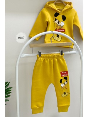 Mojo Bebek Mickey Baskılı Polar Eşofman Takımı 624 Hardal