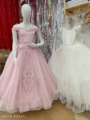 Kanilla Kız Çocuk 2-10 Yaş  Tarlatanlı Gelinlik 2179 Pudra