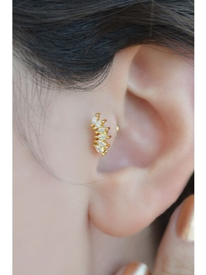 Sacce Scarves&Accessories Zirkon Taşlı Piercing Tragus Helix Kıkırdak Gold