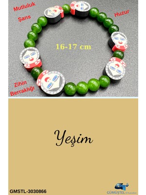 Gümüştel El Sanatları Unisex Yeşim Doğal Taş Çocuk Bilekliği