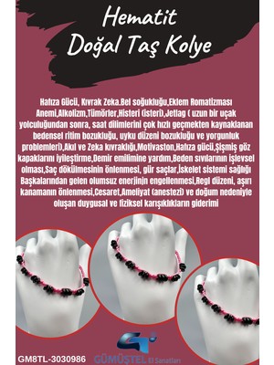 Gümüştel El Sanatları Hematit Doğal Taş Tasarım Bileklik Aaa Kalite Hafıza Konsantrasyon Kıvrak Zeka