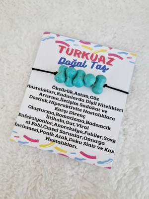 Gümüştel El Sanatları Turkuaz Doğal Taş Bileklik Makrome Kilit Sistemi