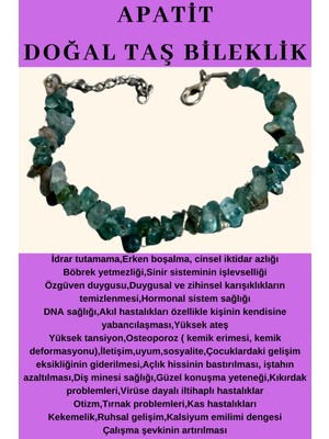 Gümüştel El Sanatları Apatit Doğal Taş Bileklik Aaa Kalite Sürpriz Hediyeli