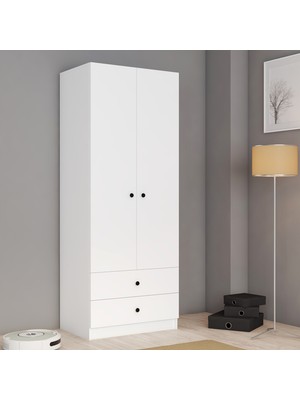 FERNISO Zoe 2 Kapılı 2 Çekmeceli Elbise Dolabı Gardırop