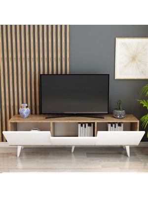 Izco Design Dream Tv Ünitesi 150 cm 3 Kapaklı Tv Sehpası Beyaz Atlantik Çam