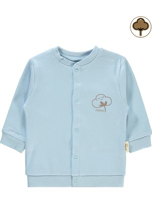 Civil Baby Organik Mavi Bebek Hırka Kız Çocuk İçin Pamuklu Yumuşak Kumaş 1-12 Ay