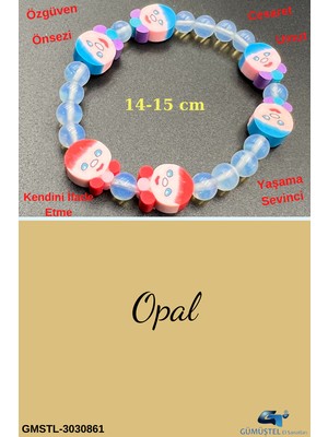 Gümüştel El Sanatları Unisex Opal Doğal Taş Çocuk Bilekliği