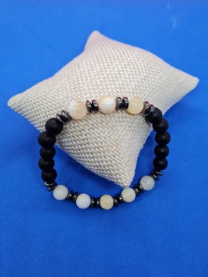 Gümüştel El Sanatları Doğal Taş Aragonit & Hematit & Oniks Taşı Bileklik
