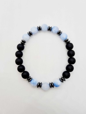 Gümüştel El Sanatları Akik Hematit Oniks Doğal Taş Bileklik