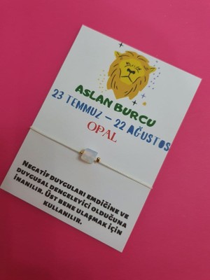 Gümüştel El Sanatları Aslan Burcu Opal Doğal Taşlı Ip Burç Bilekliği