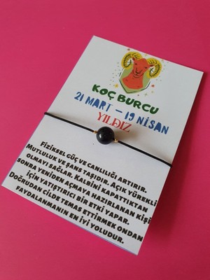 Gümüştel El Sanatları Koç Burcu Yıldız Doğal Taşlı Ip Burç Bilekliği