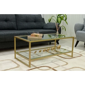 En Temiz 110*60 cm Gold Cam Orta Sehpa Temperli Cam