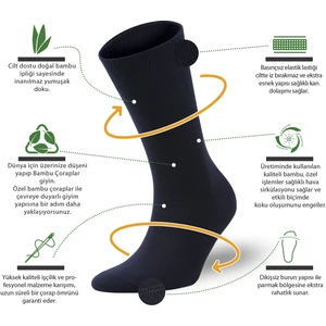 6'li Kadın Bambu Siyah Çorap - Uzun