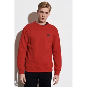 Regular Fit Normal Kesim %100 Pamuk Bisiklet Yaka Kırmızı Sweatshirt