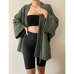 Yumuşak Dokulu Kapitone Kalın Ovre Kimono - Unisex