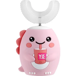 Love Home Çocuklar Için U Şeklinde Figürlü Elektrikli Silikon Diş Fırçası - Pembe (Yurt Dışından)