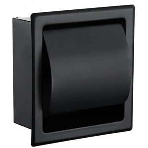 Haitun Siyah Gömme Tuvalet / Doku Kağıt Tutucu Tüm Metal Konstrüksiyon 304 Paslanmaz Çelik Çift Duvar Banyo Rulo Kağıt Kutusu (Siyah) (Yurt Dışından)