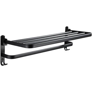 Haitun 49 cm Siyah Havlu Tutucu Banyo Flotable Havlu Raf Raf Depolama ile Duvara Monte Havlu Askı Havlu Kanca Siyah | Havlu Barlar (Yurt Dışından)