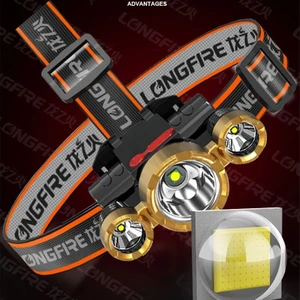 Rc-33 Kafa Feneri LED Özellikli USB Şarjlı 3 Gözlü 4 Modlu Oynar Başlıklı Kafa Lambası Sat/fbı/jasad