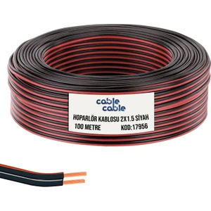Cable Cable Hoparlör Kablosu Kordon 2x1.5 Siyah 100MT Cablecable