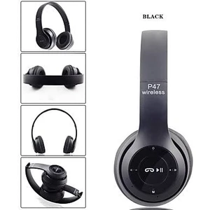 P47 5.0 Edr Kablosuz Kulak Üstü Bluetooth Kulaklık Siyah