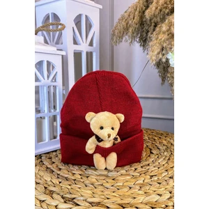 Şubu Tasarım Genç Peluş Ayıcıklı Bere Kırmızı SBT81