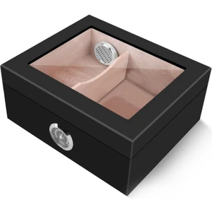 Siyah Camlı Humidor Puro Kutusu RC44
