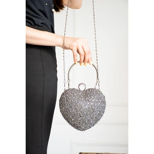 Impolo Ella Kalp Taşlı Füme Kadın  Abiye El Çanta 19X20 Ebat