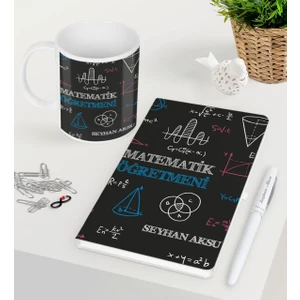 Bk Kişiye Özel Matematik Öğretmeni Beyaz Defter Kalem Kupa Seti-11