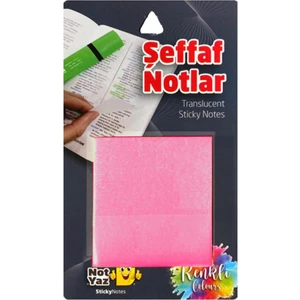 Şeffaf Pembe Yapışkanlı Not Kağıdı 75X75MM 50 Yaprak