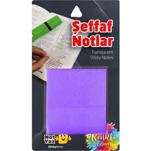 Şeffaf Mor Yapışkanlı Not Kağıdı, 75X75 Mm, 50 Yaprak, Ofis Ve Okulda Pratik Kullanım İçin İdeal