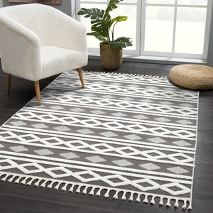 Giza Home Madu Krem Vizon Saçaklı Dokuma Salon ve Oturma Odası Halısı 1285T_RP66 80 x 150