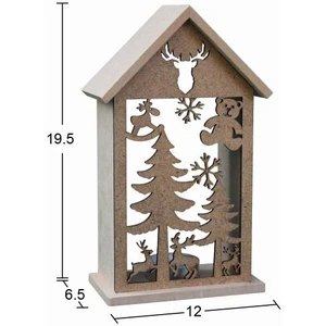 E Hobici Ahşap Yılbaşı T-Light Mumluk 19,5X12CM F830