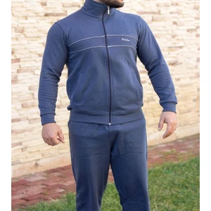 Tam Fermuarlı Indigo Eşofman Takımı