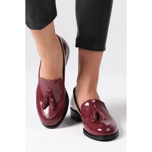 Mio Gusto Iris Bordo Renk Rugan Kadın Oxford Günlük Düz Ayakkabı