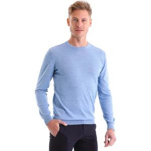 Mavi Regular Fit Düz Yün Bisiklet Yaka Triko Kazak