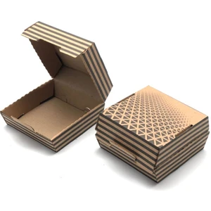 Feza Kutu Hamburger Kutusu Kraft 12X12X7 Cips Kutusu Çok Amaçlı Kutu Karton Kutu Pasta Kutusu (10 Adet)