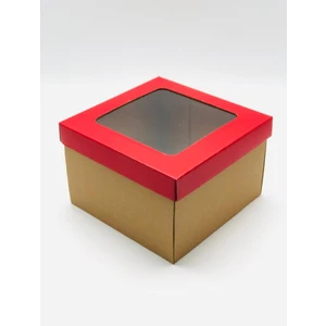 Feza Kutu 23X23X15 Kraft Pencereli Çok Amaçlı Kutu Karton Kutu Pasta Kutusu (10 Adet)