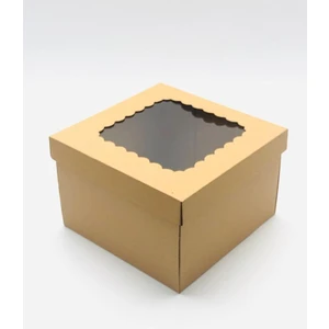 Feza Kutu 23X23X15 Kraft Pencereli Çok Amaçlı Kutu Karton Kutu Pasta Kutusu (10 Adet)