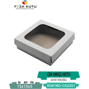 Feza Kutu 15X15X5 Karton Kutu Pencereli Çok Amaçlı Kutu Kraft Kutu Hediyelik Kutu (10 Adet)
