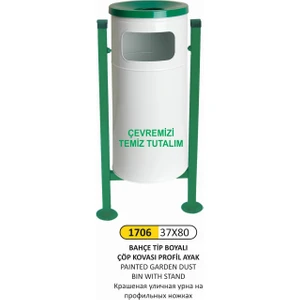 Arı Metal Bahçe Çöp Kovası Profil Ayak Boyalı