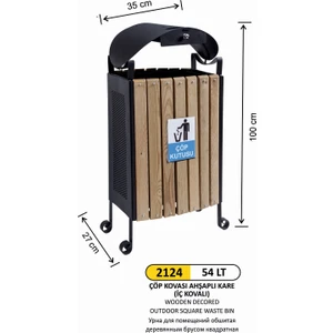 Arı Metal Ahşap Küllüklü Dekoratif Çöp Kovası Iç Kovalı