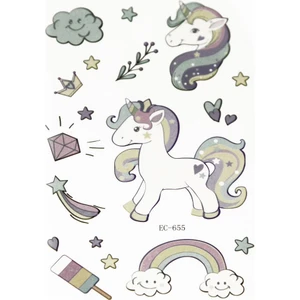 Flash Tattoos Unicorn Desenli Kız Çocuk Geçici Dövmesi